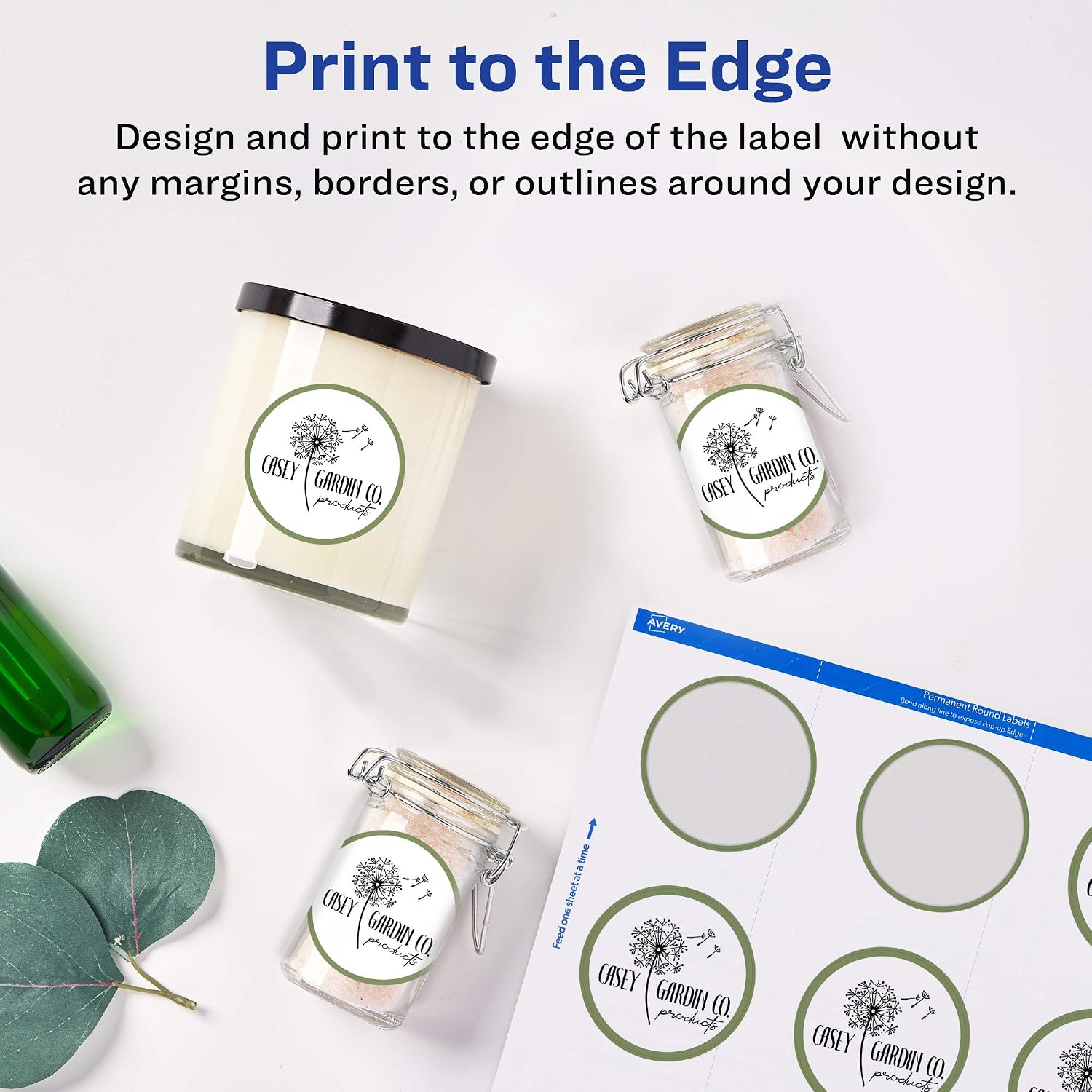Avery® Printable Round Labels, Sure Feed® Technology, 2" Diameter, Matte White, Laser & Inkjet Compatible, 300 Blank Labels Total, Great for Branding, Packaging, Events, and More (22877)