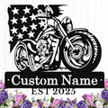 Custom US Flag Motorcycle Metal Signs Personalized Biker Name Sign Custom by HengMeiZiK