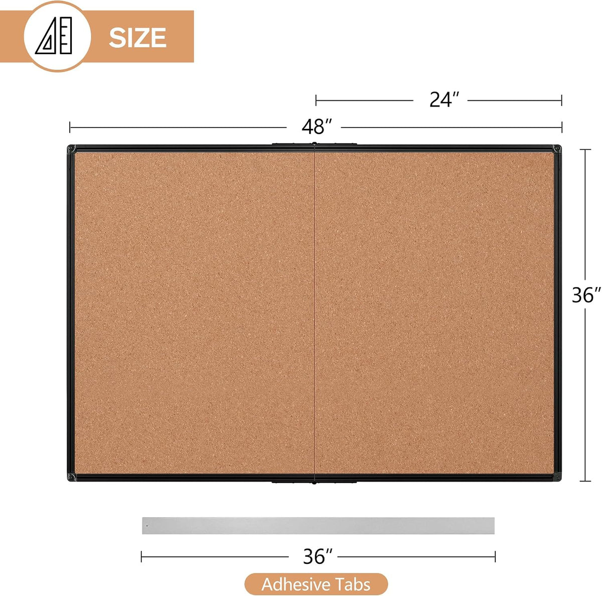 Cork Board Bulletin Board 36 x 48, Foldable Notice Pin Board for Wall, Black ...