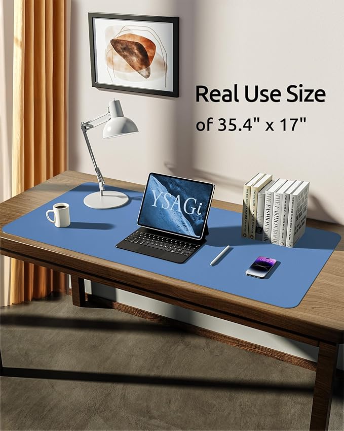 YSAGi Leather Desk Protector, Office Mat, Large Mouse Pad, Non-Slip PU Leather - Image 5