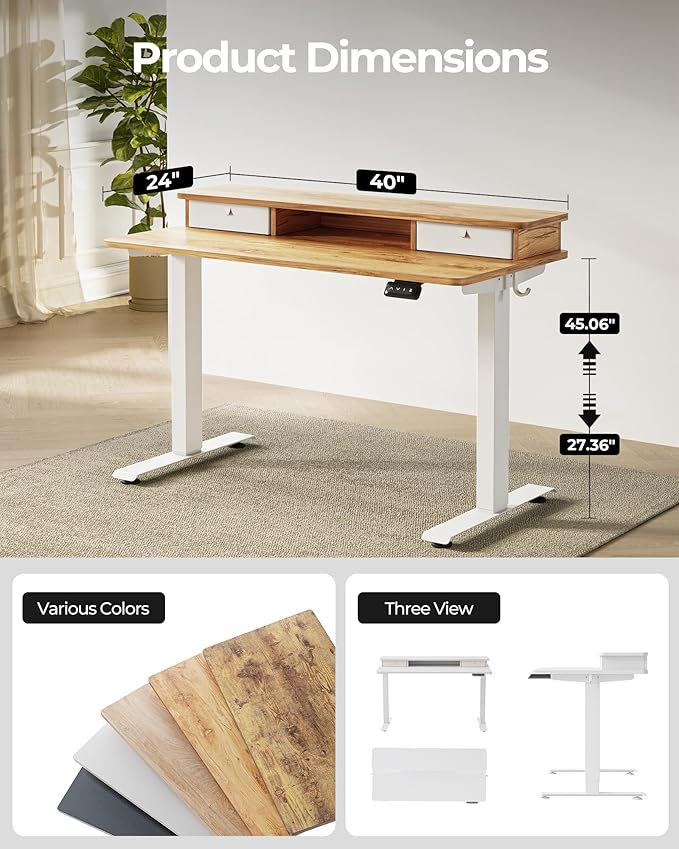 FEZIBO 40 x 24 Inch Height Adjustable Electric Standing Desk - Image 4