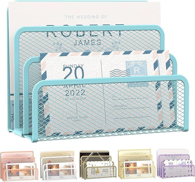 SUPEASY Mail Organizer for Desk, Mesh Metal Mail Holder Countertop by SUPEASY