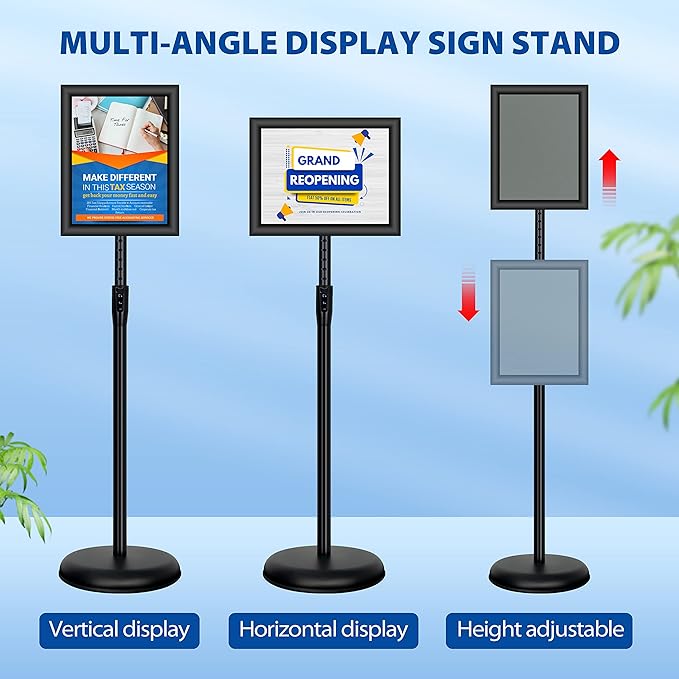 VAIIGO 2Pack 8.5x11 Inch Adjustable Pedestal Poster Sign Stand, Heavy Duty - Image 2