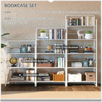 4NM No Assembly 5 Tiers Folding Bookshelf Storage Shelves Vintage Bookcase - Image 5