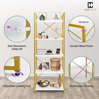 CAPHAUS 5 Tier Bookshelf, 24 Inch Width Free Standing Shelf, Bookcase Shelf - Image 5
