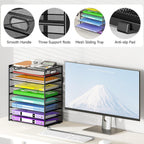 cawukege 9 tier paper organizer with handle, black, side view