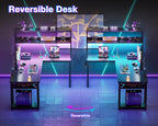 ODK 53 Inch L Shaped Gaming Desk with Hutch & Headphone Hook | Black Corner Computer Table with LED light & Storage Shelves for Home Office