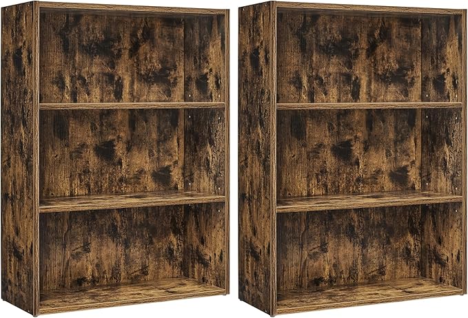 VASAGLE Set of 2 Bookshelves, 23.6 Inches Wide, 3-Tier Open Bookcases by VASAGLEbySONGMICSHOME
