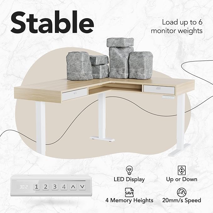 HUANUO Electric L Shaped Standing Desk, 63″ Height Adjustable Corner Standing - Image 8