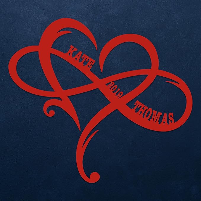 Personalized Valentines Metal Wall Sign, Custom Infinity Heart Love Couple Name - Image 5
