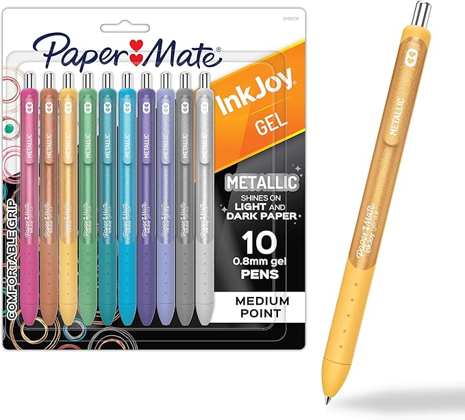 Paper Mate InkJoy Gel Pens, Retractable, Medium Point, Glittery Assorted Colors by PaperMate