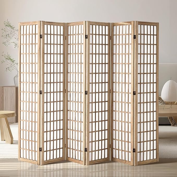 VEVOR Room Divider, 6 Panel Japanese Room Divider, Wood Folding Privacy Screen by VEVOR