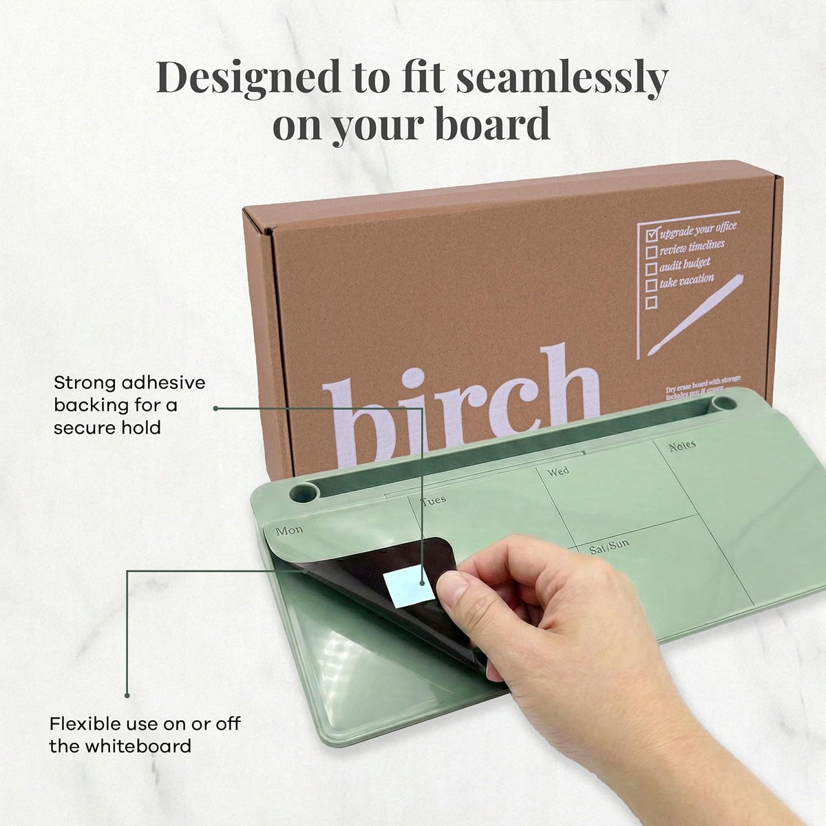 Birch Desktop Glass Whiteboard with Magnetic Weekly Calendar – Dry Erase Boar...