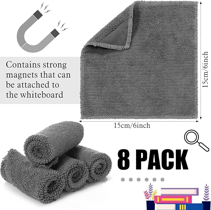 Fanfanwin 8 Pcs Magnetic Microfiber Cleaning Cloth Dry Erasers - Image 2