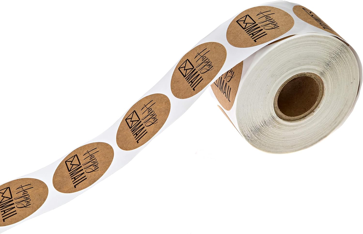 1.5" Round Brown Kraft Happy Mail Stickers / 500 Happy Labels/Kraft Envelope Seals/Made in The USA