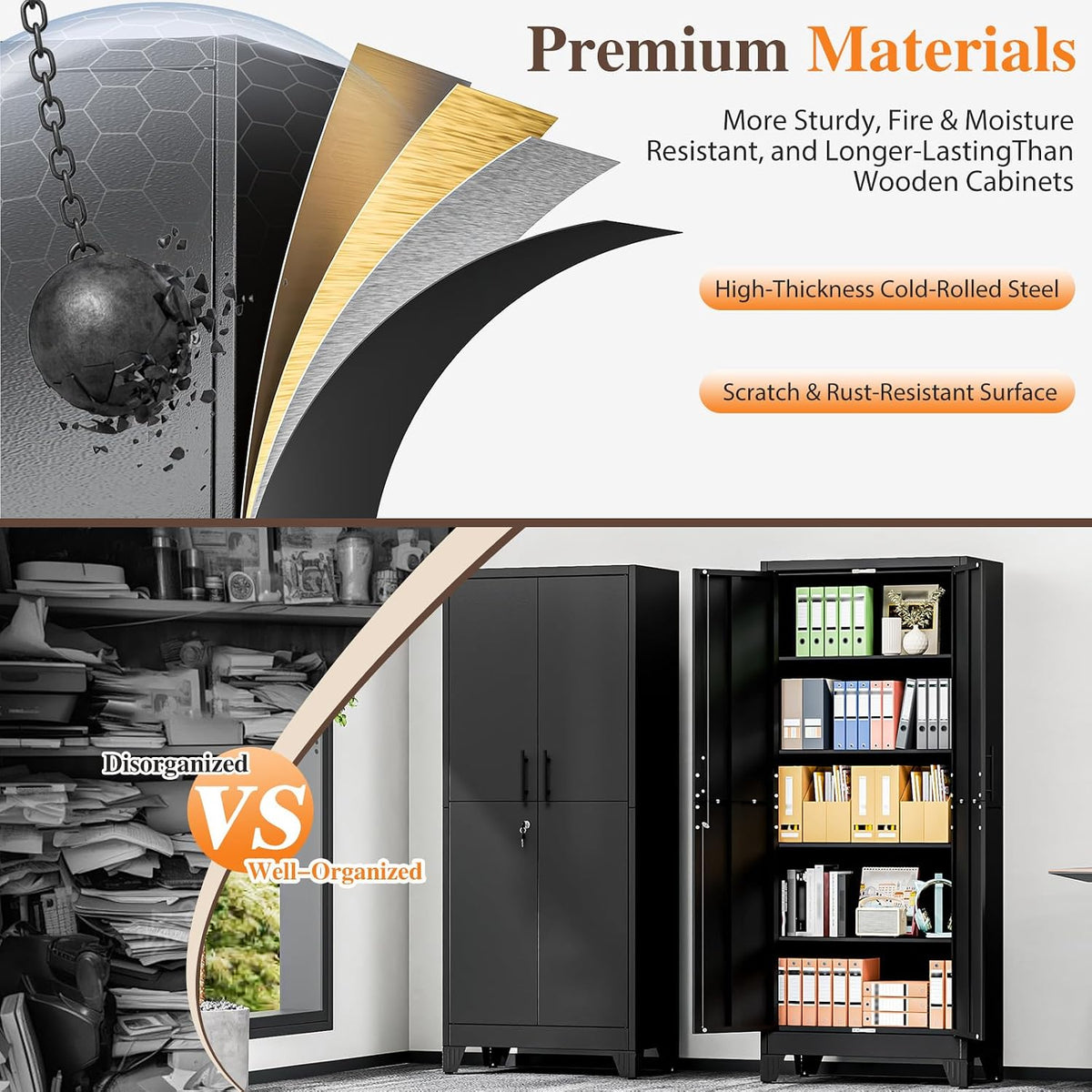 metal storage cabinets, 71" h steel locker cabinet showing dimensions