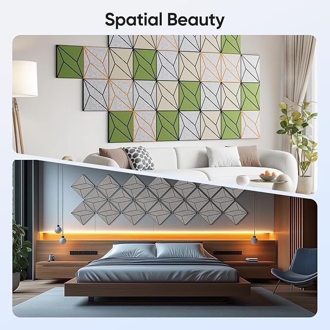 UNECHO 12 Pack 12" X 12" X 0.47" Acoustic Panels - Image 5