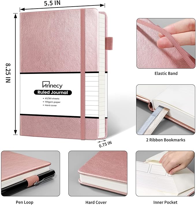 Annecy Lined Journal Notebook, Hardcover Leather Journal - Image 2