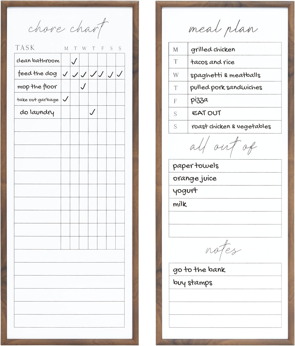 Sheffield Home Set of Two Family Planner Dry Erase Boards Featuring, Chore Chart