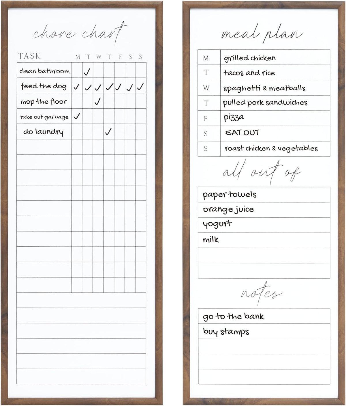 Sheffield Home Set of Two Family Planner Dry Erase Boards Featuring, Chore Chart