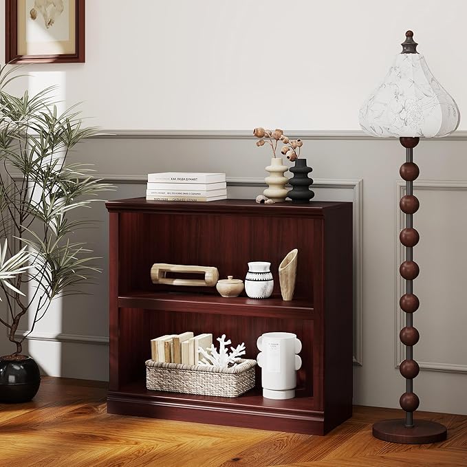 blini 2-Shelf Bookcase Wooden Bookshelves 33in Wide Floor Standing Display by blini