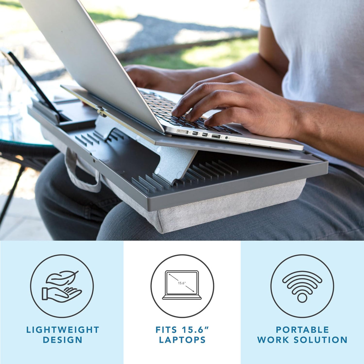 LAPGEAR Ergo Pro Lap Desk with 20 Adjustable Angles, Mouse Pad, and Phone Hol...
