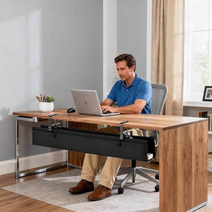 Oxford Cloth Under Desk Cable Management Tray, No-Drill 48" Desk Cable - Image 9