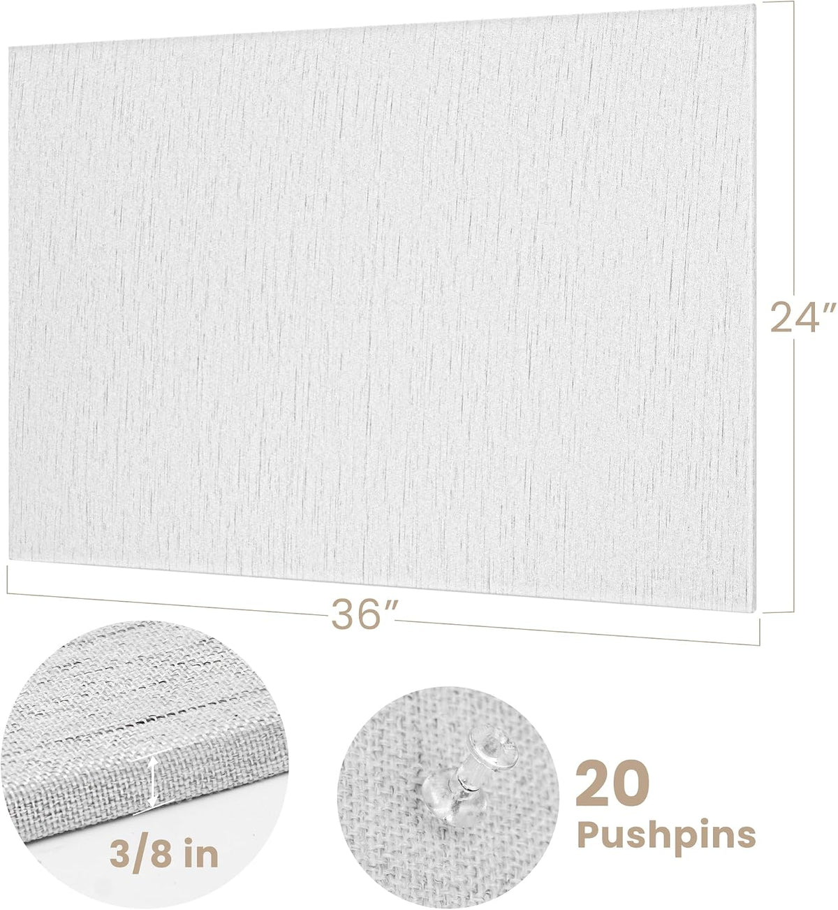 Lightomorrow Bulletin Board 36 x 24 inches, 3' x 2' Linen Board for W...