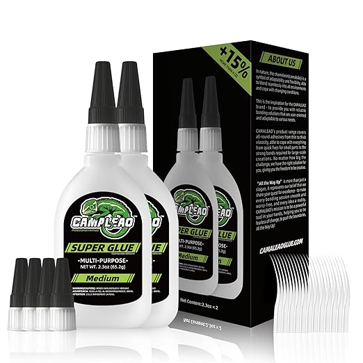 Medium Super CA Glue Kit 4.6 oz, All Purpose Clear Superglue by CAMALEAO