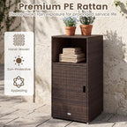 tangkula rattan outdoor storage cabinet with 3 storage, side view