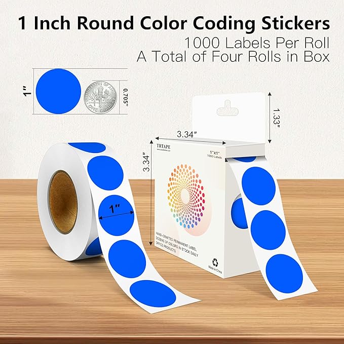 Blue 1 Inch Round Color Coding Labels - Image 2