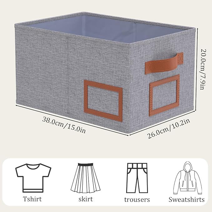 OUTBROS Foldable Storage Box for Shelves, 15 x 10.2 x 7.9 inch Fabric Baskets - Image 7
