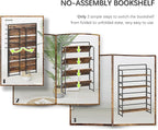 4NM No Assembly Extra Wide 4 Tiers Folding Bookshelf Storage Shelves Vintage - Image 6