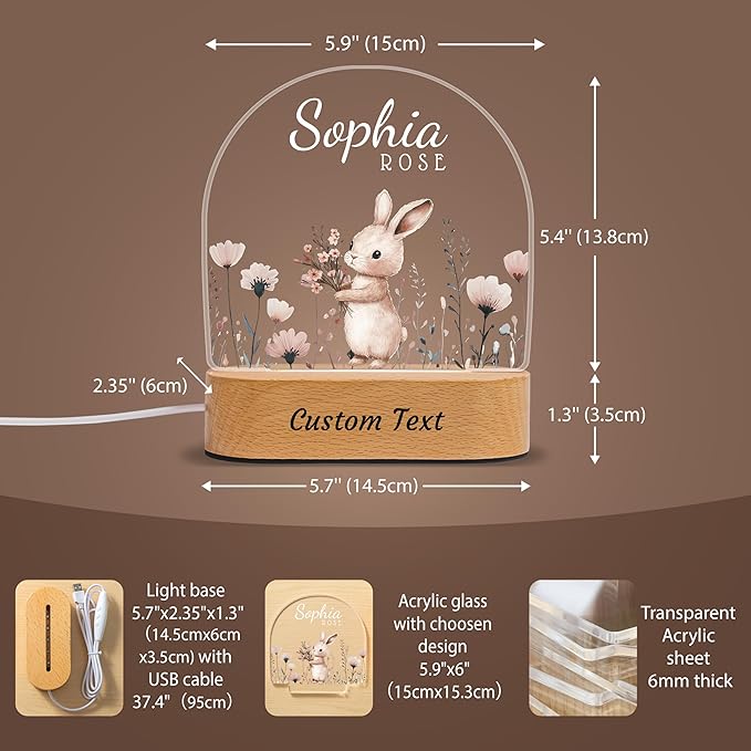 7GEEFT Personalized Baby Gifts for Kids, Custom Animal Acrylic Plaque Sign Name - Image 5