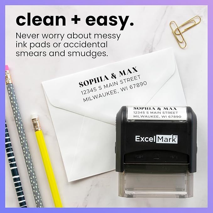 ExcelMark Personalized Return Address Stamp – Custom Self Inking Rubber Stamp - Image 2