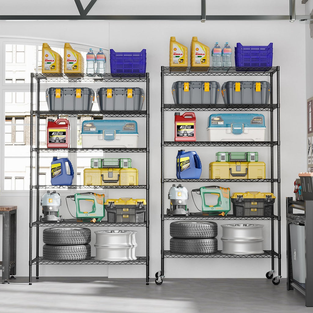 fdw | 6-tier wire shelf with wheels |, side view