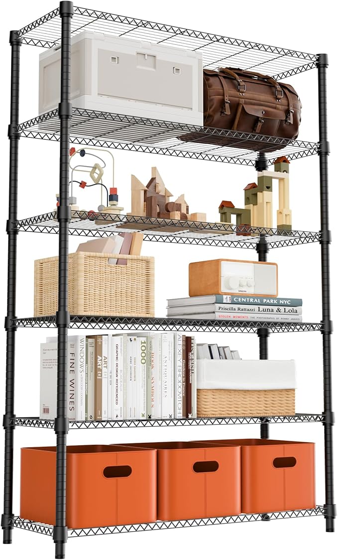 M MZG 6 Tiers Shelf 2100 lbs Steel Storage Shelving Utility Shelving Unit Steel by MEIGAOPLASTICANDMETALHKCOLIMITED