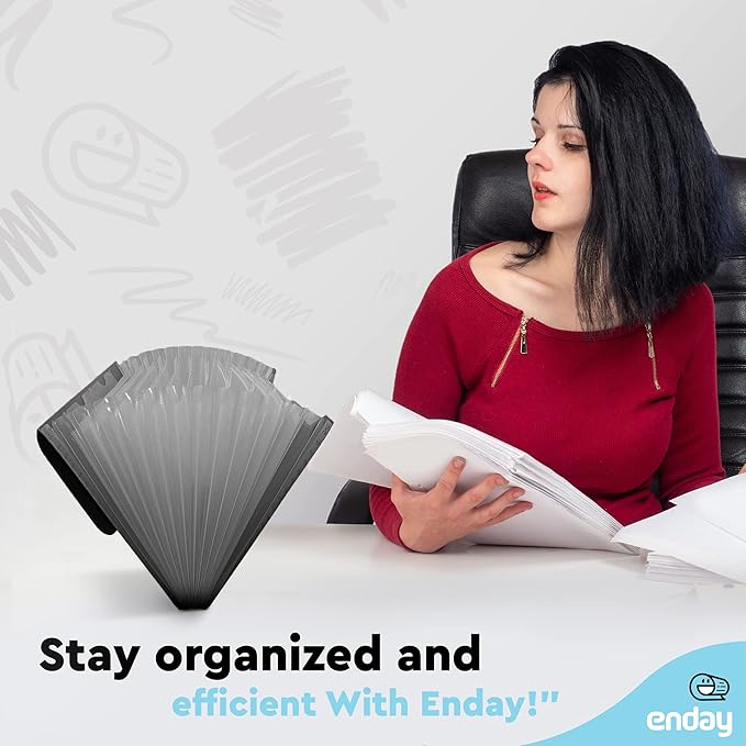 Accordion File Organizer Black, 13 Pocket Expanding File and Cover Folder - Image 6