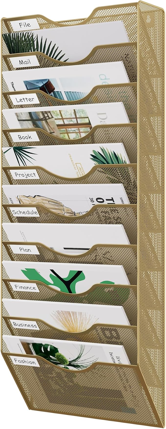 EasyPAG 10 Pocket Mesh Wall File Organizer, Hanging Paper Folder Holder by EasyPAG