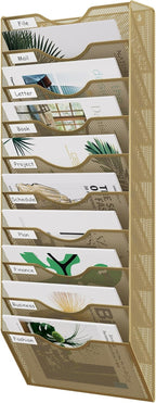 EasyPAG 10 Pocket Mesh Wall File Organizer, Hanging Paper Folder Holder by EasyPAG