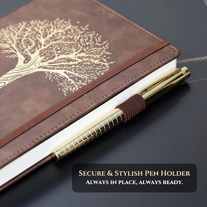 Veway Vegan Leather Journal and Pen Set, Tree of Life Notebook, A5 Lined - Image 4