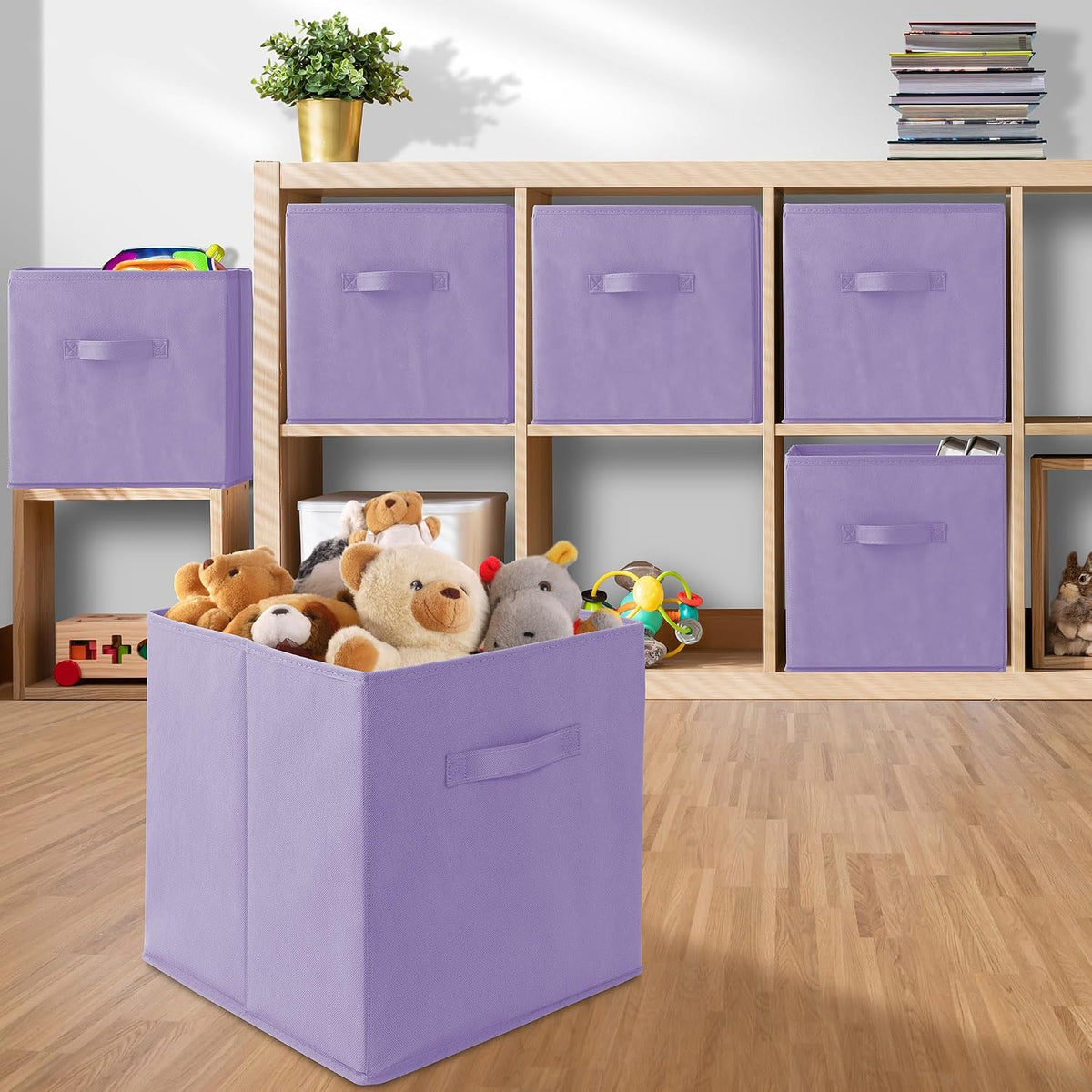 Casafield Set of 12 Collapsible Fabric Cube Storage Bins, Lavender - 13"...