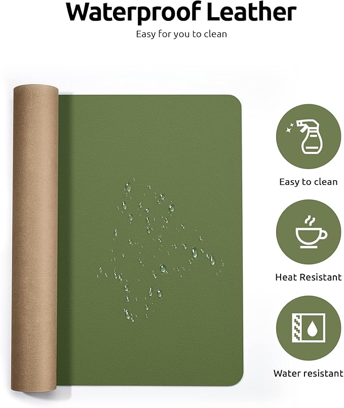YSAGi Leather Desk Protector, Office Mat, Large Mouse Mat, Non-Slip PU Leather - Image 4