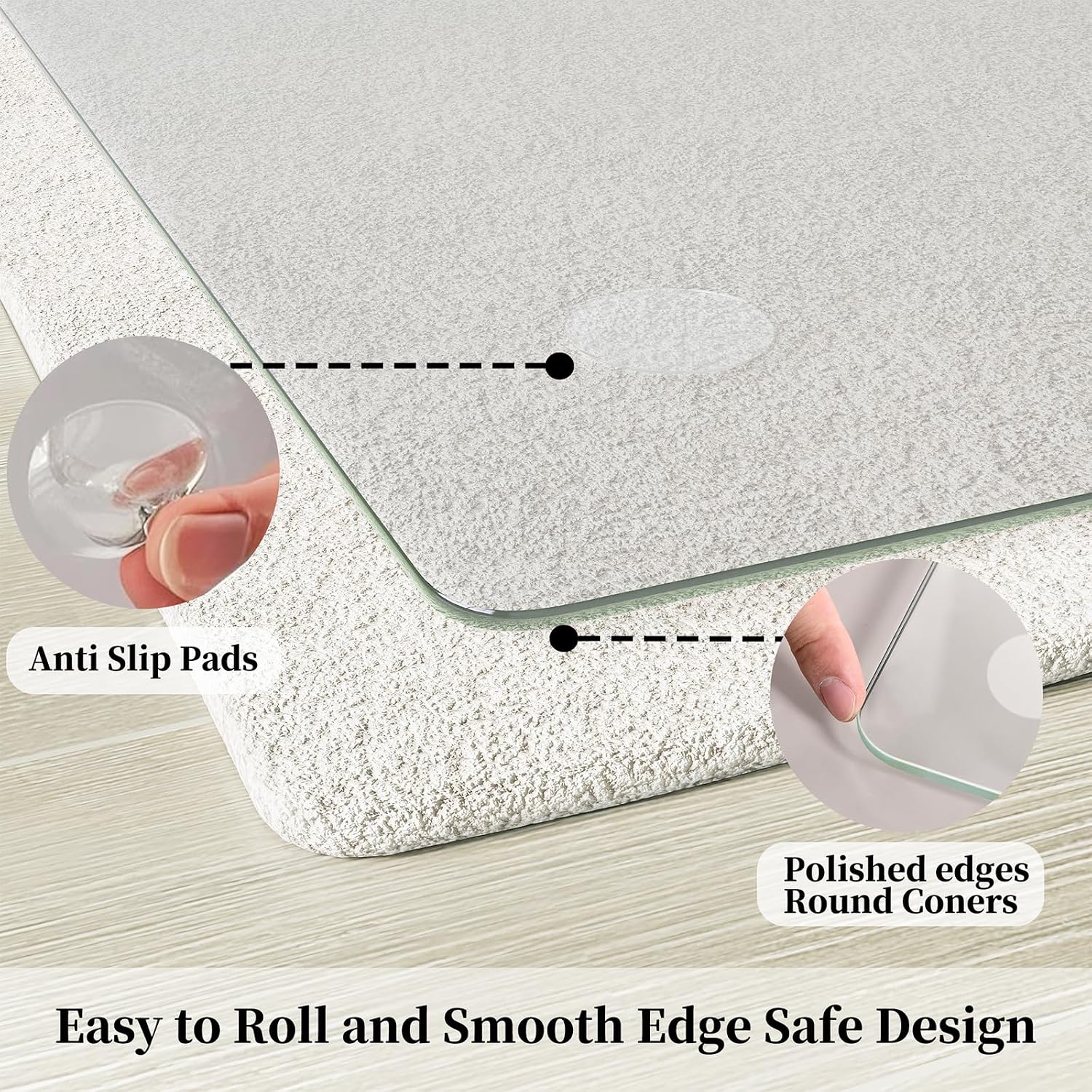 Glass Chair Mat 30" x 48" Tempered Glass Office Chair Mat | Glass Desk Chair Mat with Round Corner and Polished Edge for Smooth Glide, Glass Floor Mat for Carpet Hardwood Floor