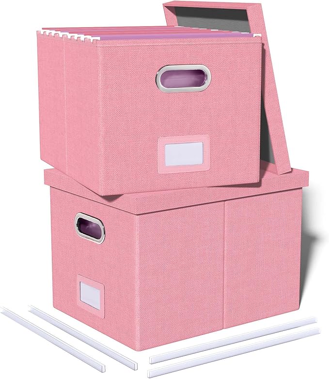 2 Pack File Storage Organizer, Filing Box, Portable File Box by Oterri