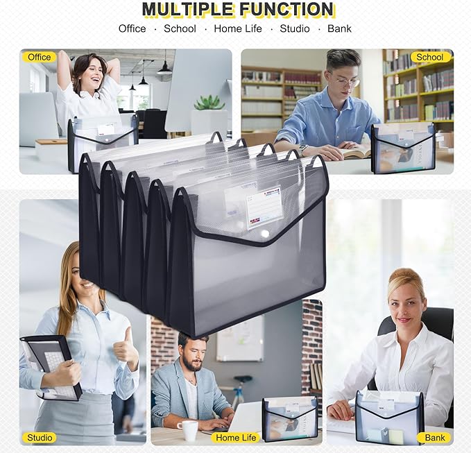 Plastic File Folders, Waterproof Transparent Expandable File Organiser - Image 6