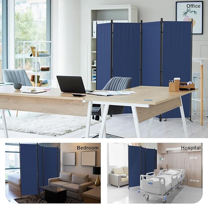 Kecreque Room Partitions and Dividers 4 Panel Portable Wall w/ 3 Wider Feet - Image 7