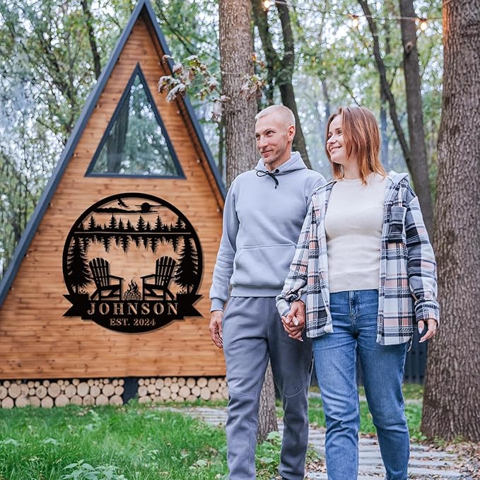 Custom Campfire Metal Name Sign, Campsite Custom Metal Family Name Sign - Image 5