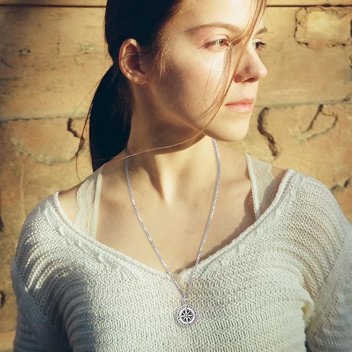 Compass Necklace for Women Men 925 Sterling Silver Pendant Urn Necklaces for - Image 8