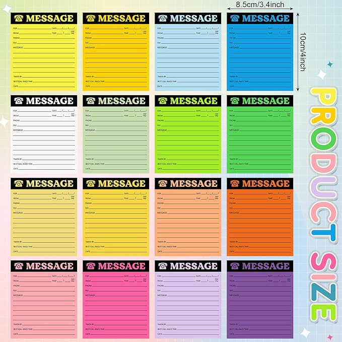 Eaasty Phone Message Pad Phone Message Sticky Notes 4 x 3. 4 Inch Bright Color - Image 2